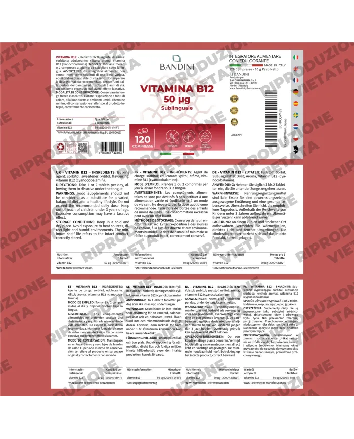 Vitamina B12 sublinguale - 120 compresse